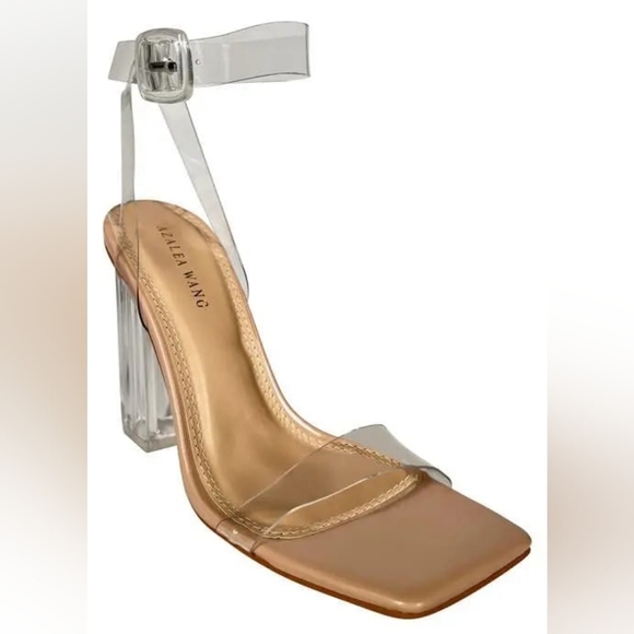 Y2K Azalea Wang Felicity Clear Baddie Strappy heel Open Toe Clear Block Heel 9 - Picture 1 of 10